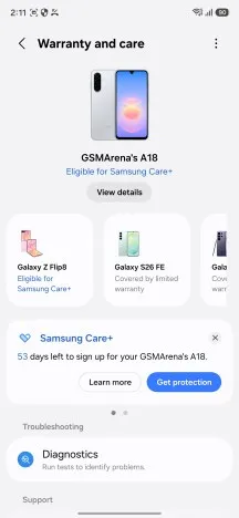 Warranty and care - Samsung Galaxy A18 4G review